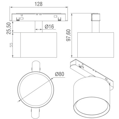 Трековый светильник Moon DL20305NW10BDIM