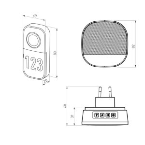 Кнопка звонка DBQ30 DBQ30M WL белый